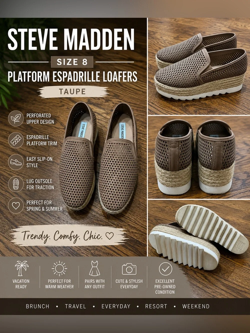 Steve Madden Platform Espadrille Loafers – Size 8